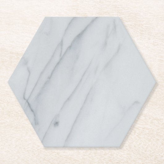 White Marble Stone Hexagon Paper Onderzetter (Voorkant)