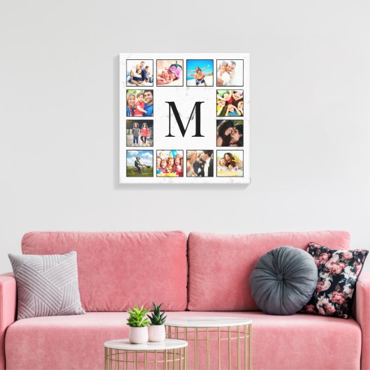 White Marble Stone Pattern Canvas Afdruk (Insitu (Woonkamer))