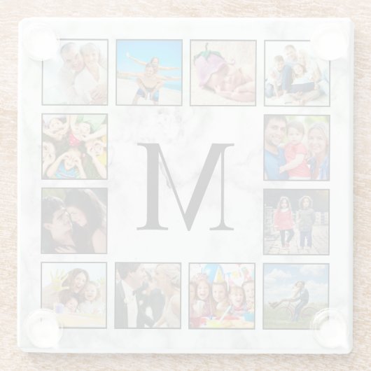 White marble Stone Pattern Glazen Onderzetter (Achterkant)