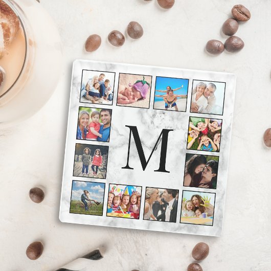 White marble Stone Pattern Glazen Onderzetter