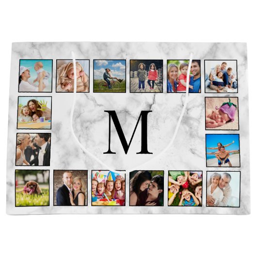 White Marble Stone Pattern Groot Cadeauzakje (Voorkant)