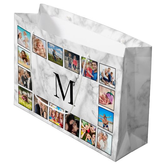 White Marble Stone Pattern Groot Cadeauzakje (Voorkant Gekanteld)