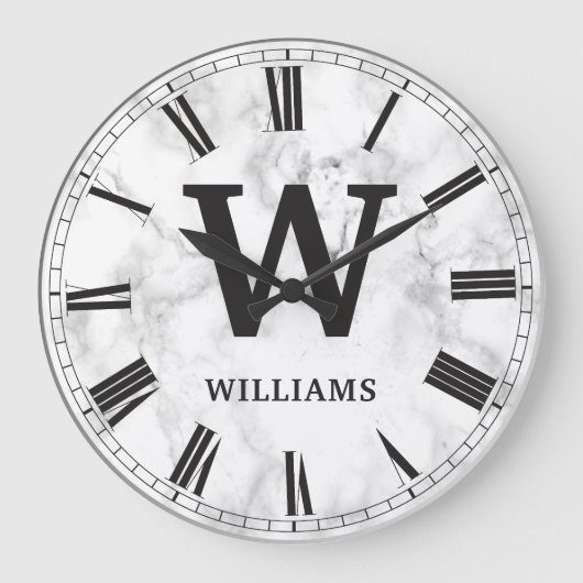 White marble Stone Pattern Grote Klok (Voorkant)