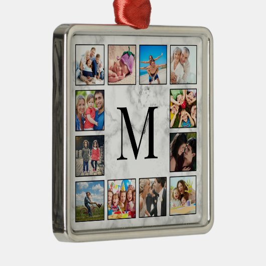 White marble Stone Pattern Metalen Ornament (Rechts)