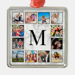 White marble Stone Pattern Metalen Ornament