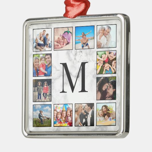 White marble Stone Pattern Metalen Ornament (Links)