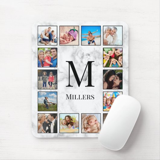 White marble Stone Pattern Muismat (Met muis)