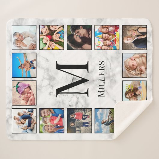 White marble Stone Pattern Sherpa Deken (Voorkant (horizontaal))