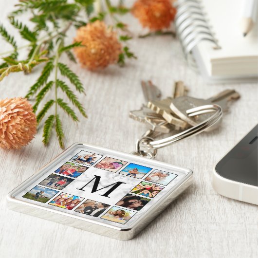 White marble Stone Pattern Sleutelhanger (Zijkant)