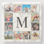 White Marble Stone Pattern Stenen Onderzetter (Voorkant)