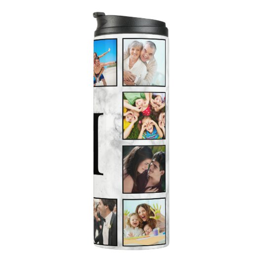 White marble Stone Pattern Thermosbeker (Geroteerd rechts)