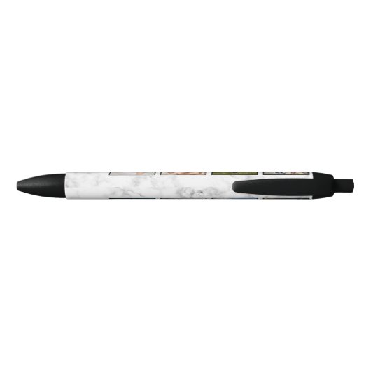 White Marble Stone Pattern Zwarte Inkt Pen (Achterkant)