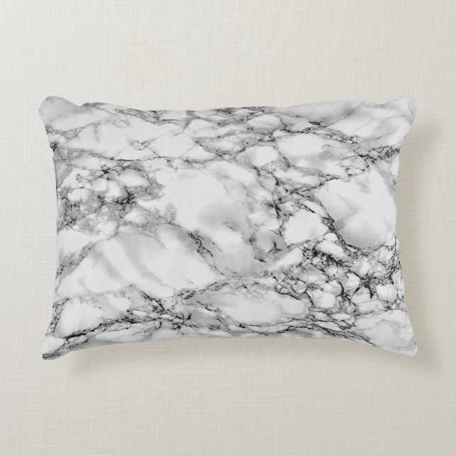 White Marble Stone Pillow Accent Kussen (Voorkant)