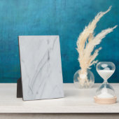 White marble Stone Tabletop Plaque met Easel Fotoplaat (Zijkant)