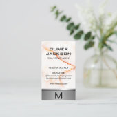 White marble Texture Silver Metallic Trim Visitekaartje (Staand voorkant)