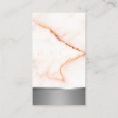 White marble Texture Silver Metallic Trim Visitekaartje (Achterkant)
