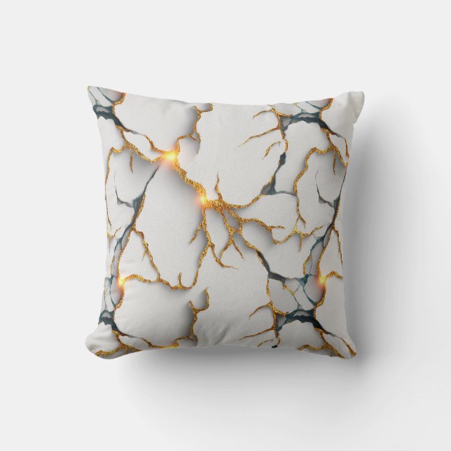 White Marble Texture with Glowing Gold Veins Kussen (Voorkant)
