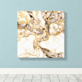 White Marble Tree of Life Abstract Canvas Afdruk (Insitu (Houten vloer))