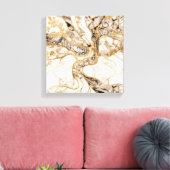 White Marble Tree of Life Abstract Canvas Afdruk (Insitu (Woonkamer))