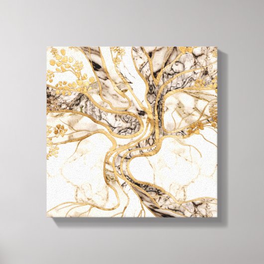 White Marble Tree of Life Abstract Canvas Afdruk (Voorkant)