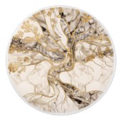 White Marble Tree of Life Abstract Keramische Knop (Voorkant)