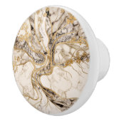 White Marble Tree of Life Abstract Keramische Knop (Rechts)