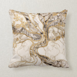 White Marble Tree of Life Abstract Kussen