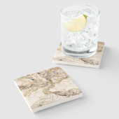 White Marble Tree of Life Abstract Stenen Onderzetter (Zijkant)