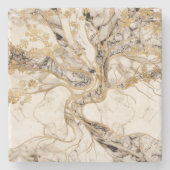 White Marble Tree of Life Abstract Stenen Onderzetter (Voorkant)