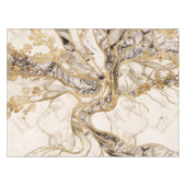 White Marble Tree of Life Abstract Tafelkleed (Voorkant (Horizontaal))