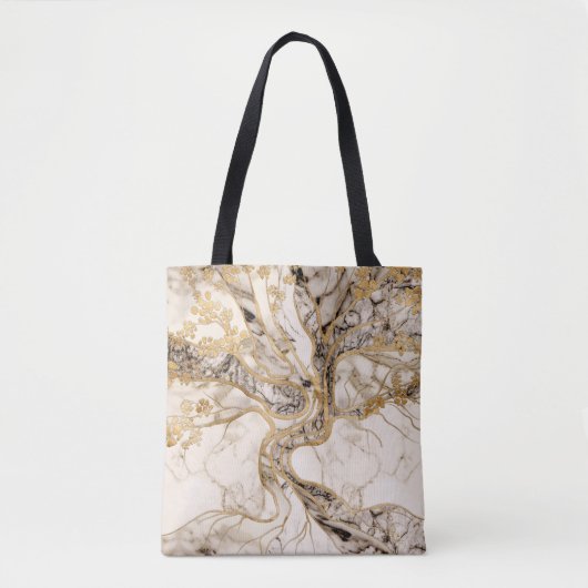 White Marble Tree of Life Abstract Tote Bag (Voorkant)