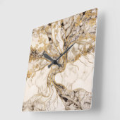 White Marble Tree of Life Abstract Vierkante Klok (Hoek)