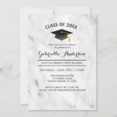 White Marble Trendy Afstuderen Invitation Kaart (Voorkant)