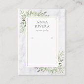 White Marble Waterverf Greenery Earing Display Visitekaartje (Voorkant)