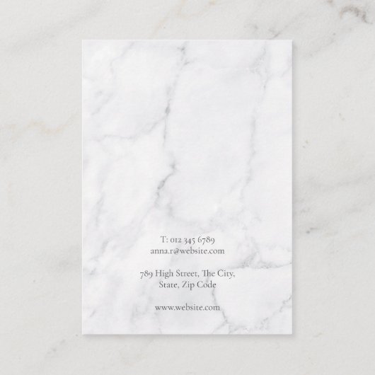 White Marble Waterverf Greenery Earing Display Visitekaartje (Achterkant)