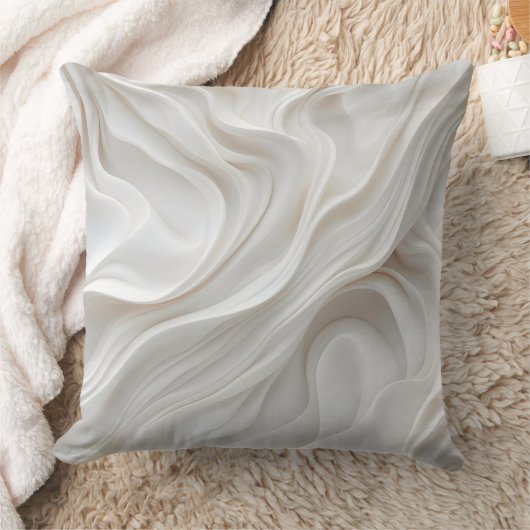 White Marble Wave Pillow - Modern elegant decor Kussen (Deken)