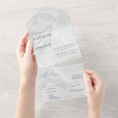 White marble Wedding All In One Uitnodiging (Afscheurbaar)