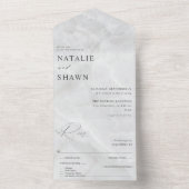 White marble Wedding All In One Uitnodiging (Binnen)