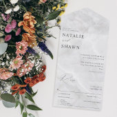 White marble Wedding All In One Uitnodiging