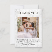 White marble Wedding Bedankkaart (Voorkant)
