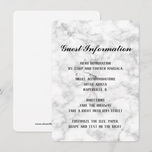 White Marble Wedding - Info Card Informatiekaartje (Voorkant / Achterkant)