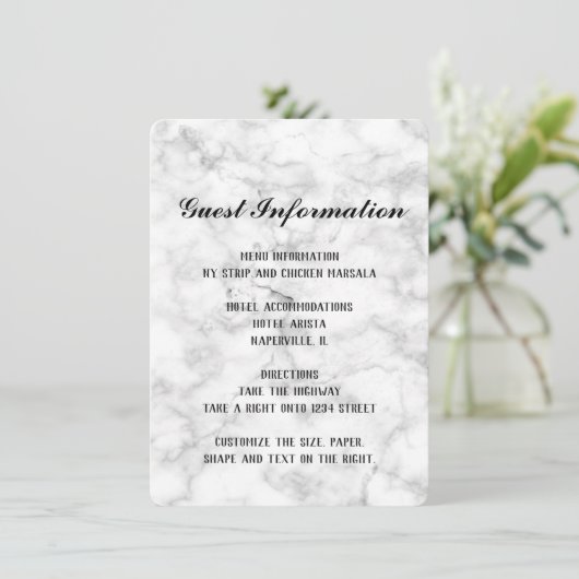 White Marble Wedding - Info Card Informatiekaartje (Staand voorkant)