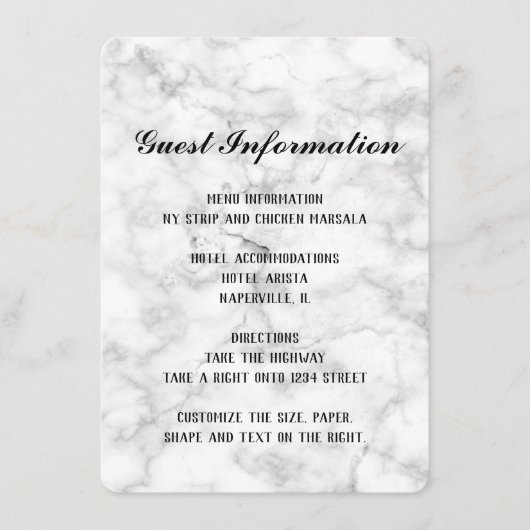 White Marble Wedding - Info Card Informatiekaartje (Voorkant)