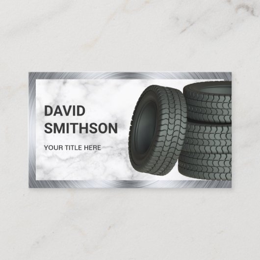 White Marble Wheel Alignment Autobandenwinkel Visitekaartje (Voorkant)