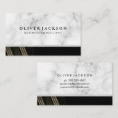 White marble White Leather Gold Sequin Striped Visitekaartje (Voorkant / Achterkant)