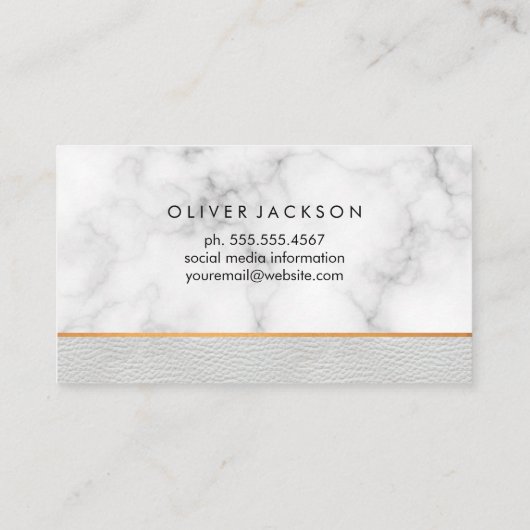 White marble White Leather Trim Visitekaartje (Achterkant)
