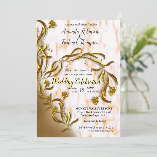 White marble with gold decor kaart (Staand voorkant)