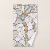 White Marbles en Gold Voronoi Abstract Bad Handdoek (Handdoek)
