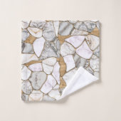 White Marbles en Gold Voronoi Abstract Bad Handdoek (Wasdoekje)