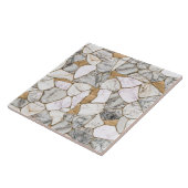 White Marbles en Gold Voronoi Abstract Tegeltje (Zijkant)
